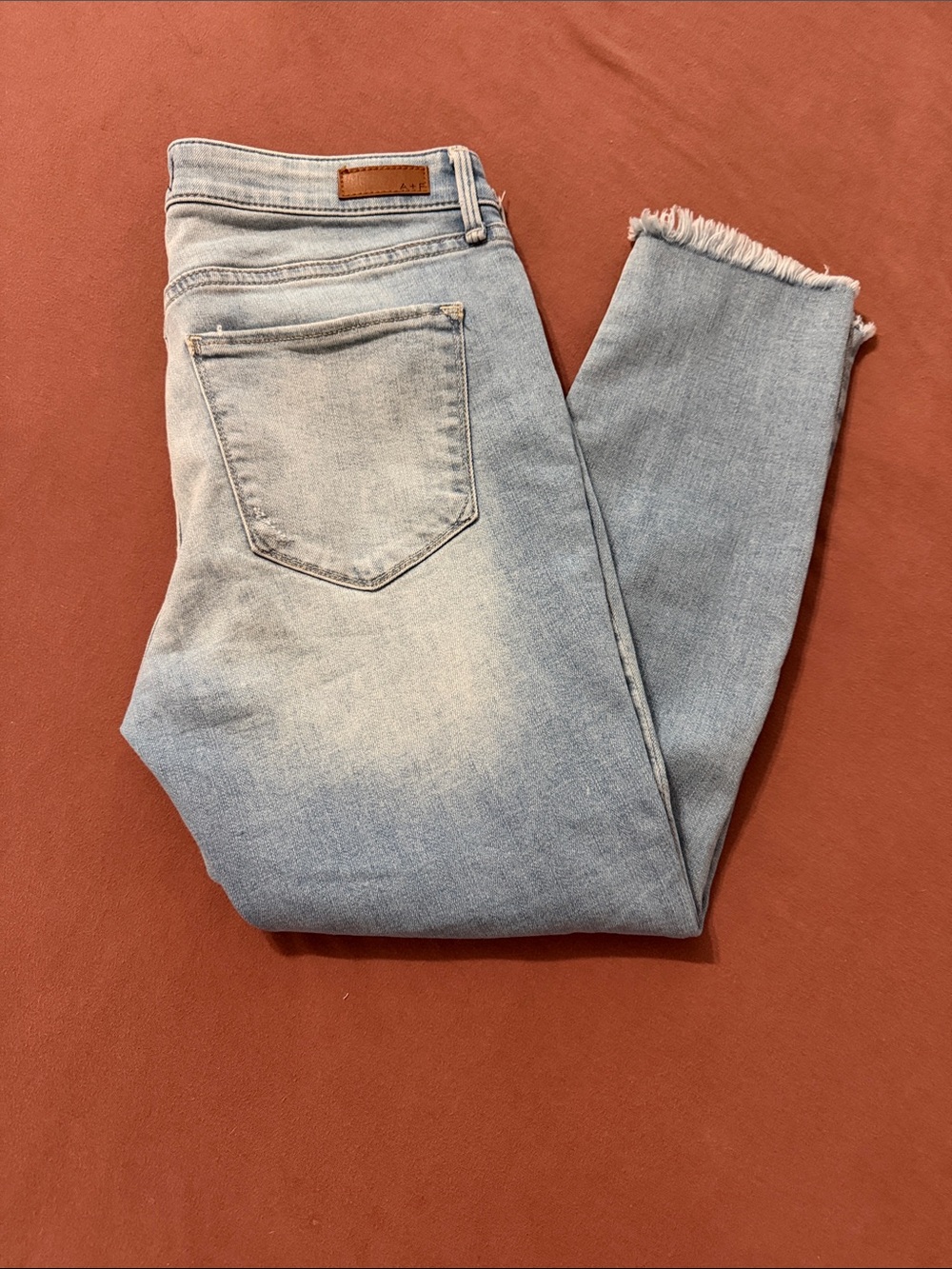 Abercrombie & Fitch Light Blue Frayed Hem Ankle Jeans